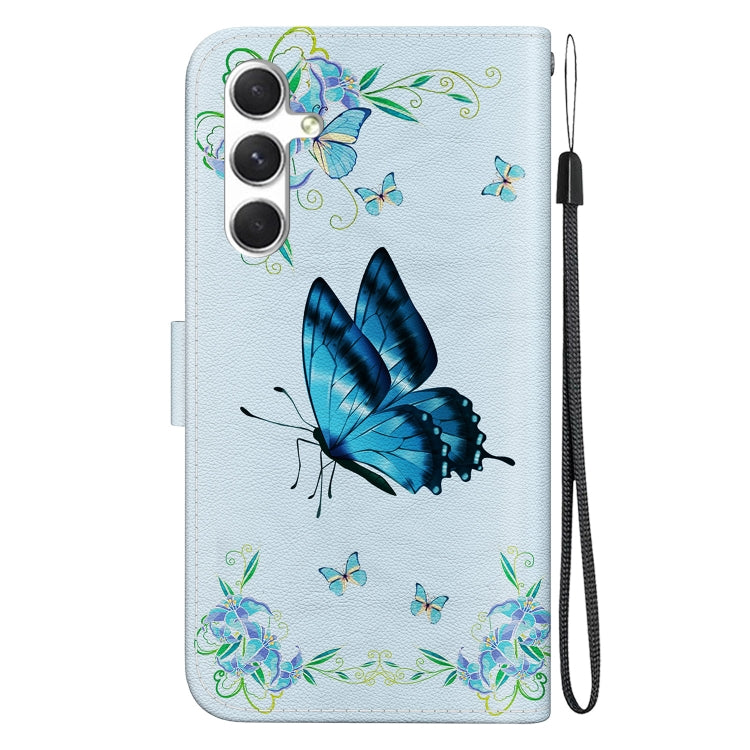 For Samsung Galaxy S25 5G Crystal Texture Colored Drawing Leather Phone Case(Blue Pansies) - Galaxy S25 5G Cases by PMC Jewellery | Online Shopping South Africa | PMC Jewellery | Buy Now Pay Later Mobicred