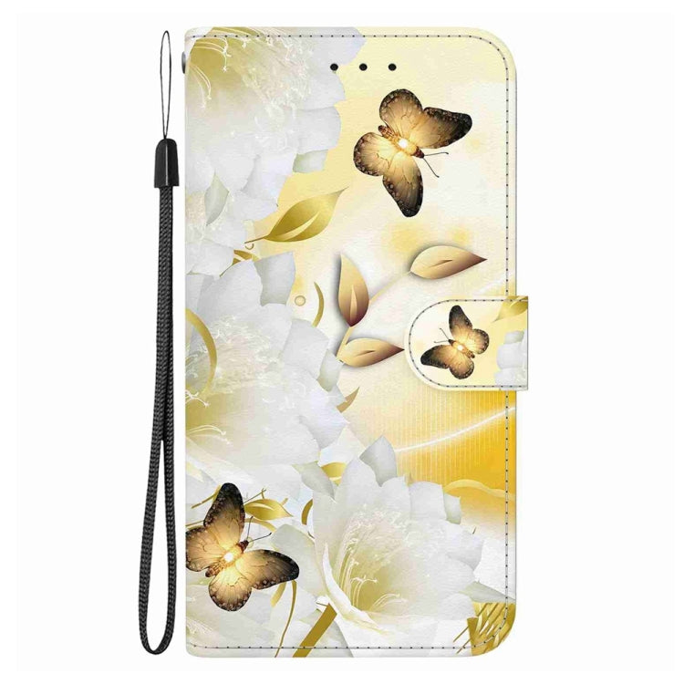 For Samsung Galaxy S25+ 5G Crystal Texture Colored Drawing Leather Phone Case(Gold Butterfly Epiphyllum) - Galaxy S25+ 5G Cases by PMC Jewellery | Online Shopping South Africa | PMC Jewellery | Buy Now Pay Later Mobicred