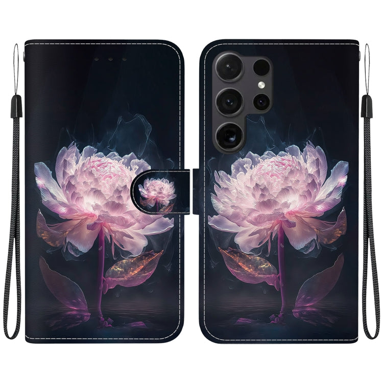 For Samsung Galaxy S25 Ultra 5G Crystal Texture Colored Drawing Leather Phone Case(Purple Peony) - Galaxy S25 Ultra 5G Cases by PMC Jewellery | Online Shopping South Africa | PMC Jewellery | Buy Now Pay Later Mobicred