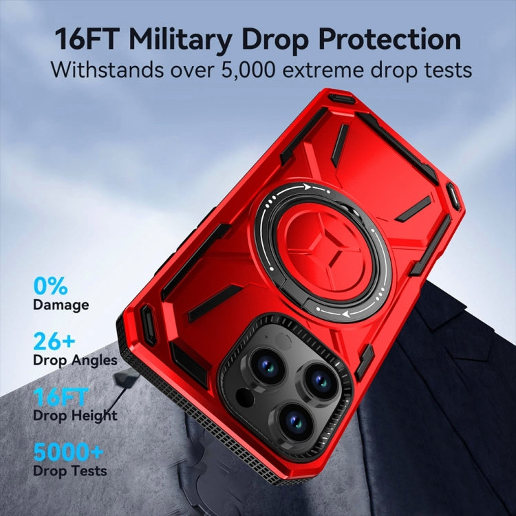 For iPhone 16 Armor II Series MagSafe Magnetic Holder Phone Case(Red) - iPhone 16 Cases by PMC Jewellery | Online Shopping South Africa | PMC Jewellery | Buy Now Pay Later Mobicred