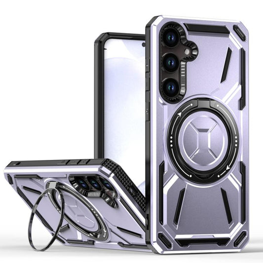 For Samsung Galaxy S25+ 5G Armor II Series MagSafe Magnetic Holder Phone Case(Light Purple) - Galaxy S25+ 5G Cases by PMC Jewellery | Online Shopping South Africa | PMC Jewellery | Buy Now Pay Later Mobicred