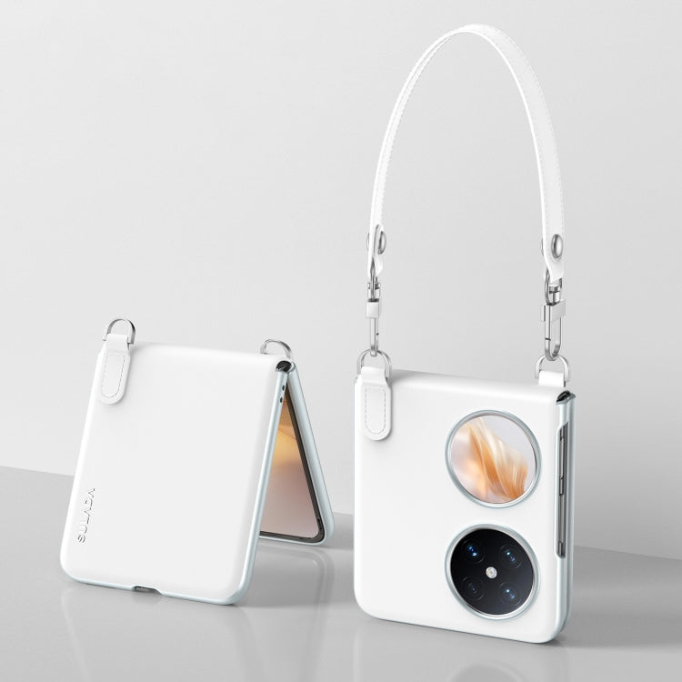 For Huawei Pocket 2 SULADA Skin Feel Liquid Leather Phone Case with Strap(White) - free shipping - PMC TechLife - Order now!