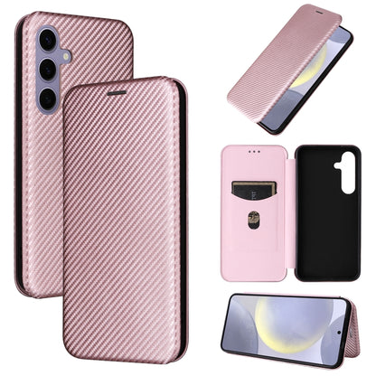 For Samsung Galaxy S25+ 5G Carbon Fiber Texture Flip Leather Phone Case(Pink) - Galaxy S25+ 5G Cases by PMC Jewellery | Online Shopping South Africa | PMC Jewellery | Buy Now Pay Later Mobicred