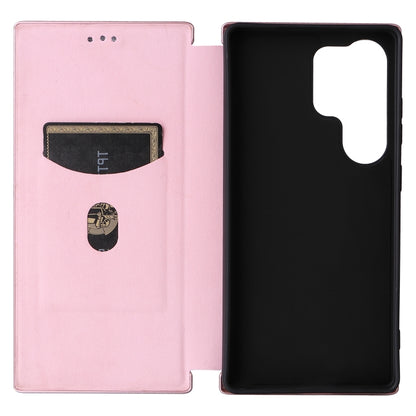 For Samsung Galaxy S25 Ultra 5G Carbon Fiber Texture Flip Leather Phone Case(Pink) - Galaxy S25 Ultra 5G Cases by PMC Jewellery | Online Shopping South Africa | PMC Jewellery | Buy Now Pay Later Mobicred