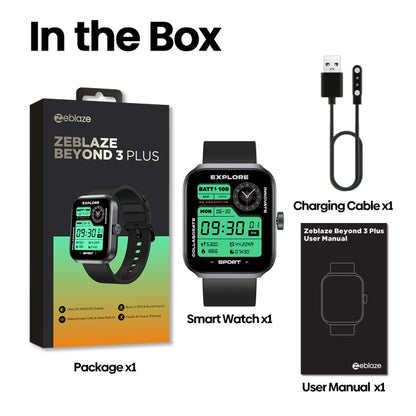 Zeblaze Beyond 3 Plus 1.78 inch Screen Stylish GPS Smart Watch, Support Bluetooth Calling / Heart Rate / Blood Oxygen Monitor(Black) - Smart Watches by Zeblaze | Online Shopping South Africa | PMC Jewellery | Buy Now Pay Later Mobicred