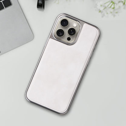 For iPhone 16 Electroplated Side PU Hybrid TPU MagSafe Phone Case(White) - iPhone 16 Cases by PMC Jewellery | Online Shopping South Africa | PMC Jewellery | Buy Now Pay Later Mobicred