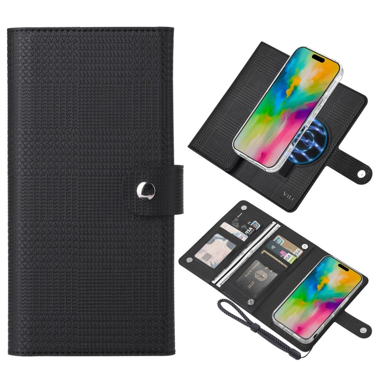 For iPhone 16 ViLi GHA-C Series RFID MagSafe Magnetic Flip Leather Phone Case(Black) - iPhone 16 Cases by ViLi | Online Shopping South Africa | PMC Jewellery | Buy Now Pay Later Mobicred