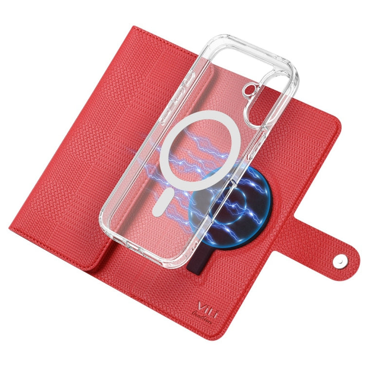 For iPhone 16 ViLi GHA-C Series RFID MagSafe Magnetic Flip Leather Phone Case(Red) - iPhone 16 Cases by ViLi | Online Shopping South Africa | PMC Jewellery | Buy Now Pay Later Mobicred