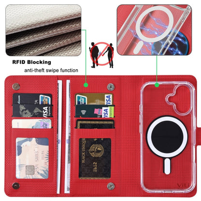 For iPhone 16 ViLi GHA-C Series RFID MagSafe Magnetic Flip Leather Phone Case(Red) - iPhone 16 Cases by ViLi | Online Shopping South Africa | PMC Jewellery | Buy Now Pay Later Mobicred