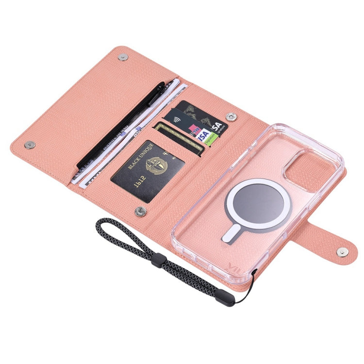 For iPhone 16 ViLi GHB-C Series RFID MagSafe Magnetic Flip Leather Phone Case(Pink) - iPhone 16 Cases by ViLi | Online Shopping South Africa | PMC Jewellery | Buy Now Pay Later Mobicred