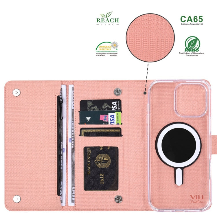 For iPhone 16 Pro ViLi GHB-C Series RFID MagSafe Magnetic Flip Leather Phone Case(Pink) - iPhone 16 Pro Cases by ViLi | Online Shopping South Africa | PMC Jewellery | Buy Now Pay Later Mobicred