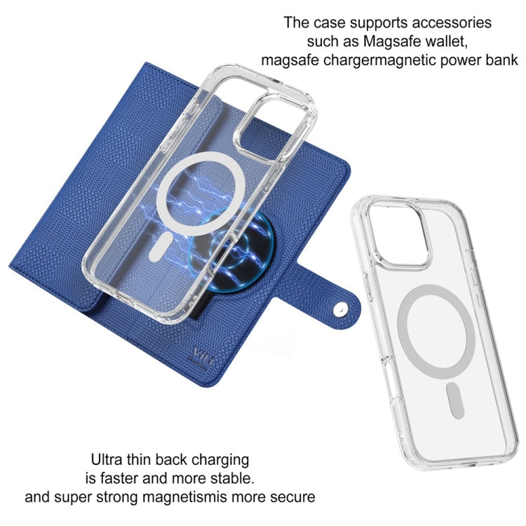 For iPhone 14 Plus ViLi GHB-C Series RFID MagSafe Magnetic Flip Leather Phone Case(Blue) - iPhone 14 Plus Cases by ViLi | Online Shopping South Africa | PMC Jewellery | Buy Now Pay Later Mobicred