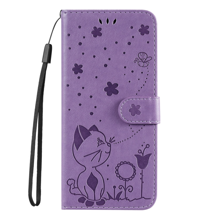 For Samsung Galaxy S25 Ultra 5G Cat and Bee Embossed Flip Leather Phone Case(Purple) - Galaxy S25 Ultra 5G Cases by PMC Jewellery | Online Shopping South Africa | PMC Jewellery | Buy Now Pay Later Mobicred