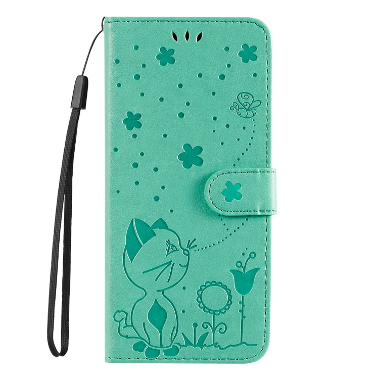 For Samsung Galaxy S25+ / S24+ 5G Cat and Bee Embossed Flip Leather Phone Case(Green) - Galaxy S25+ 5G Cases by PMC Jewellery | Online Shopping South Africa | PMC Jewellery | Buy Now Pay Later Mobicred