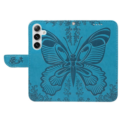 For Samsung Galaxy S25+ / S24+ 5G Swallowtail Butterfly Embossed Leather Phone Case(Blue) - Galaxy S25+ 5G Cases by PMC Jewellery | Online Shopping South Africa | PMC Jewellery | Buy Now Pay Later Mobicred