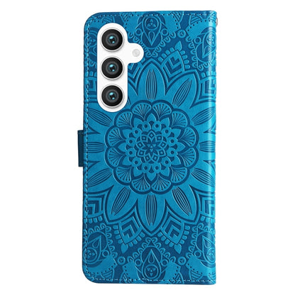 For Samsung Galaxy S25 5G Embossed Sunflower Leather Phone Case(Blue) - Galaxy S25 5G Cases by PMC Jewellery | Online Shopping South Africa | PMC Jewellery | Buy Now Pay Later Mobicred