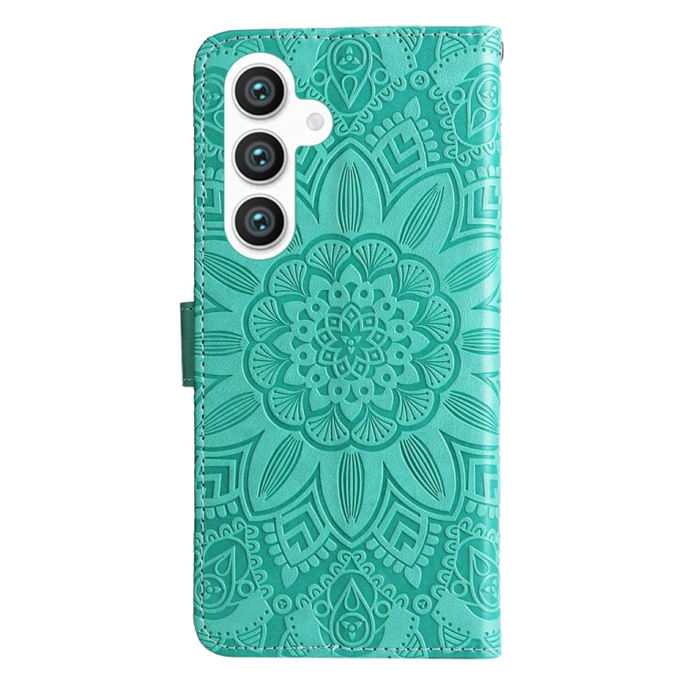 For Samsung Galaxy S25 5G Embossed Sunflower Leather Phone Case(Green) - Galaxy S25 5G Cases by PMC Jewellery | Online Shopping South Africa | PMC Jewellery | Buy Now Pay Later Mobicred