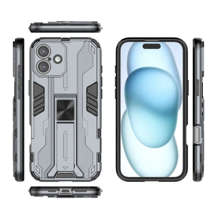 For iPhone 16 Plus Supersonic PC + TPU Holder Phone Case(Grey) - iPhone 16 Plus Cases by PMC Jewellery | Online Shopping South Africa | PMC Jewellery | Buy Now Pay Later Mobicred