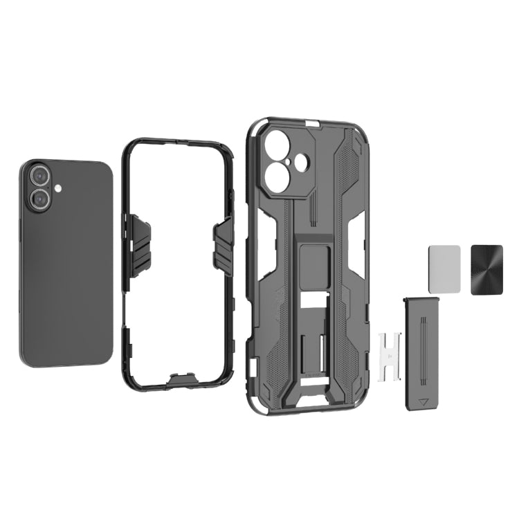 For iPhone 16 Plus Supersonic PC + TPU Holder Phone Case(Grey) - iPhone 16 Plus Cases by PMC Jewellery | Online Shopping South Africa | PMC Jewellery | Buy Now Pay Later Mobicred