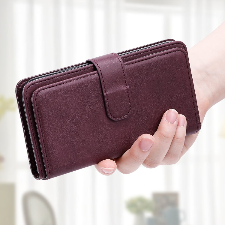For iPhone 16 Pro Max Multi-Function Wallet 10 Card Slots Leather Phone Case(Claret) - iPhone 16 Pro Max Cases by PMC TechLife | Online Shopping South Africa | PMC TechLife | Buy Now Pay Later Mobicred