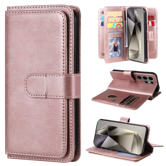 For Samsung Galaxy S25 Ultra 5G Multi-Function Wallet 10 Card Slots Leather Phone Case(Rose Gold) - Galaxy S25 Ultra 5G Cases by PMC Jewellery | Online Shopping South Africa | PMC Jewellery | Buy Now Pay Later Mobicred