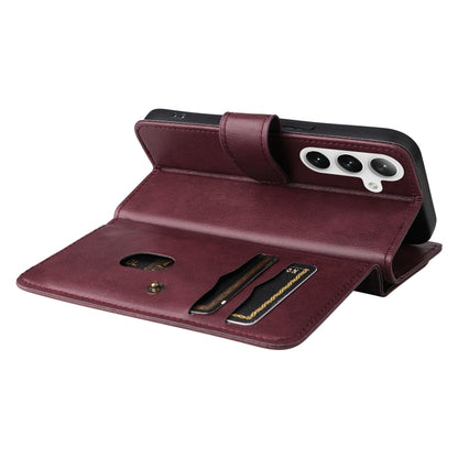 For Samsung Galaxy S25 / S24 5G Multi-Function Wallet 10 Card Slots Leather Phone Case(Claret) - Galaxy S25 5G Cases by PMC Jewellery | Online Shopping South Africa | PMC Jewellery | Buy Now Pay Later Mobicred