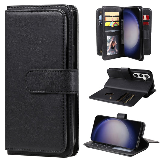 For Samsung Galaxy S25 / S24 5G Multi-Function Wallet 10 Card Slots Leather Phone Case(Black) - Galaxy S25 5G Cases by PMC Jewellery | Online Shopping South Africa | PMC Jewellery | Buy Now Pay Later Mobicred