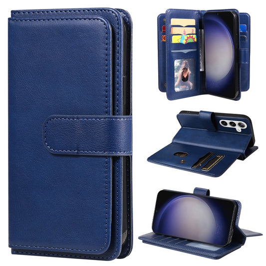 For Samsung Galaxy S25 / S24 5G Multi-Function Wallet 10 Card Slots Leather Phone Case(Dark Blue) - Galaxy S25 5G Cases by PMC Jewellery | Online Shopping South Africa | PMC Jewellery | Buy Now Pay Later Mobicred