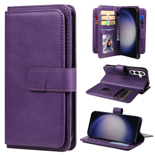 For Samsung Galaxy S25+ / S24+ 5G Multi-Function Wallet 10 Card Slots Leather Phone Case(Violet) - Galaxy S25+ 5G Cases by PMC Jewellery | Online Shopping South Africa | PMC Jewellery | Buy Now Pay Later Mobicred