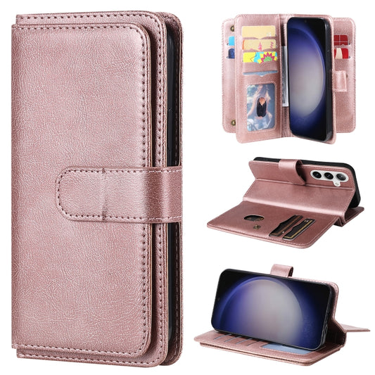 For Samsung Galaxy S25+ / S24+ 5G Multi-Function Wallet 10 Card Slots Leather Phone Case(Rose Gold) - Galaxy S25+ 5G Cases by PMC Jewellery | Online Shopping South Africa | PMC Jewellery | Buy Now Pay Later Mobicred