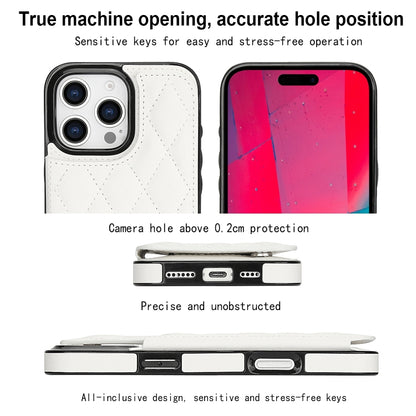 For iPhone 16 Pro Max Double Buckle Rhombic PU Leather Phone Case(White) - iPhone 16 Pro Max Cases by PMC Jewellery | Online Shopping South Africa | PMC Jewellery | Buy Now Pay Later Mobicred