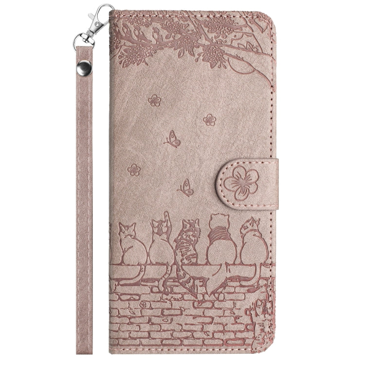 For Samsung Galaxy S25 Ultra 5G Cat Embossing Pattern Leather Phone Case with Lanyard(Grey) - Galaxy S25 Ultra 5G Cases by PMC Jewellery | Online Shopping South Africa | PMC Jewellery | Buy Now Pay Later Mobicred