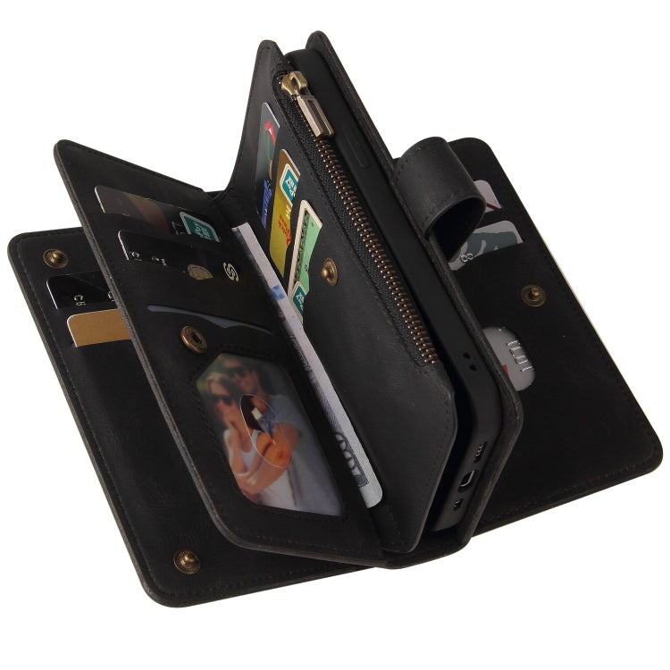 For iPhone 16 Skin Feel Multi Card Slots Zipper Wallet Leather Phone Case(Black) - iPhone 16 Cases by PMC Jewellery | Online Shopping South Africa | PMC Jewellery | Buy Now Pay Later Mobicred