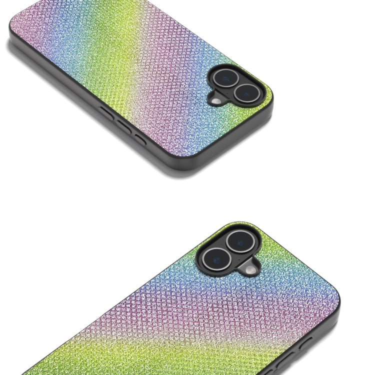 For iPhone 16 Diamond Black Frame Phone Case(Rainbow Diamond) - iPhone 16 Cases by PMC Jewellery | Online Shopping South Africa | PMC Jewellery | Buy Now Pay Later Mobicred