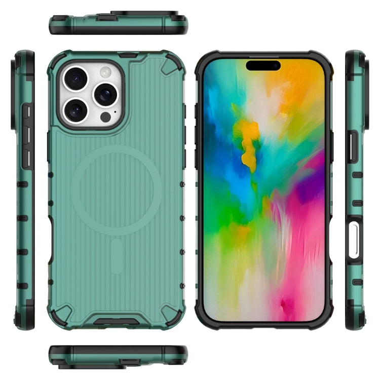 For iPhone 16 Pro Max Grating Airbag Shockproof MagSafe Frosted Phone Case(Green) - iPhone 16 Pro Max Cases by PMC Jewellery | Online Shopping South Africa | PMC Jewellery | Buy Now Pay Later Mobicred