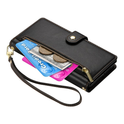 For Redmi K70 Nine Card-slot Zipper Wallet Bag Leather Phone Case(Black) - K70 Cases by PMC Jewellery | Online Shopping South Africa | PMC Jewellery | Buy Now Pay Later Mobicred