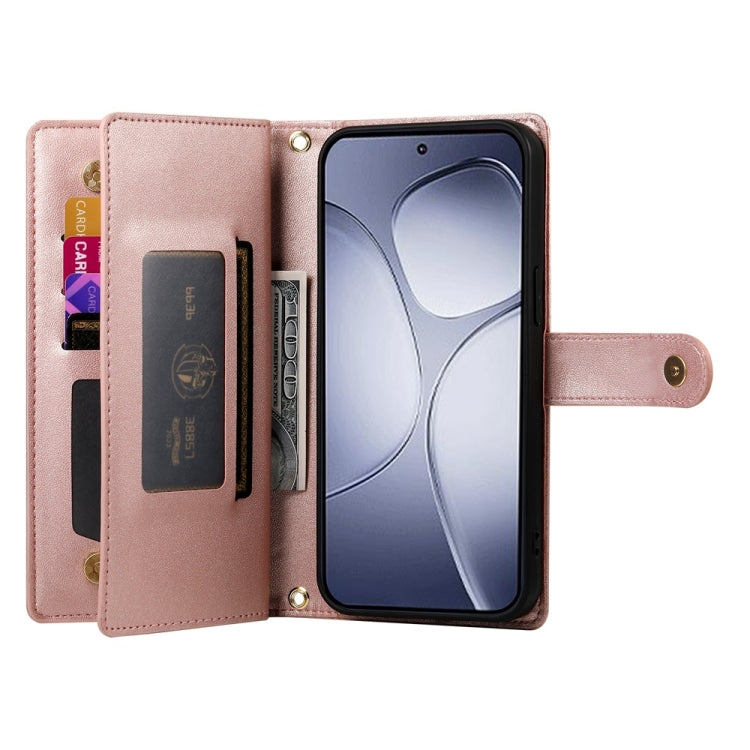 For Redmi K70 Ultra Nine Card-slot Zipper Wallet Bag Leather Phone Case(Pink) - Xiaomi Cases by PMC Jewellery | Online Shopping South Africa | PMC Jewellery | Buy Now Pay Later Mobicred