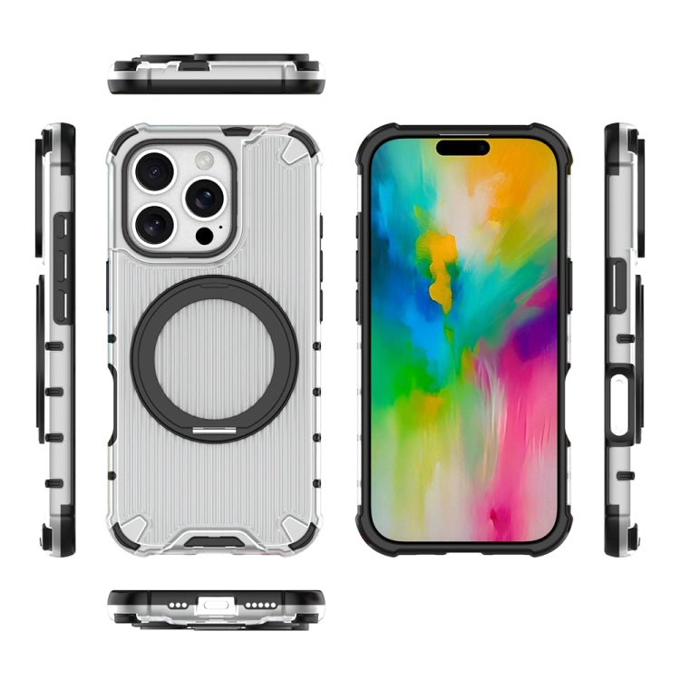 For iPhone 16 Pro Grating 360 Degree Rotating Holder Shockproof Phone Case(Transparent) - iPhone 16 Pro Cases by PMC Jewellery | Online Shopping South Africa | PMC Jewellery | Buy Now Pay Later Mobicred