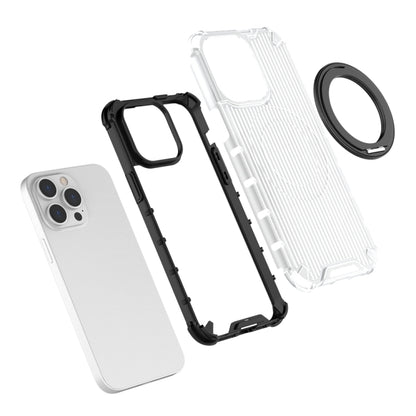 For iPhone 16 Pro Grating 360 Degree Rotating Holder Shockproof Phone Case(Transparent) - iPhone 16 Pro Cases by PMC Jewellery | Online Shopping South Africa | PMC Jewellery | Buy Now Pay Later Mobicred