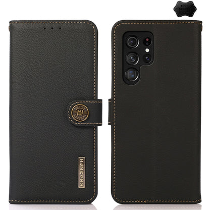 For Samsung Galaxy S25 Ultra 5G KHAZNEH Custer Genuine Leather RFID Phone Case(Black) - Galaxy S25 Ultra 5G Cases by PMC Jewellery | Online Shopping South Africa | PMC Jewellery | Buy Now Pay Later Mobicred