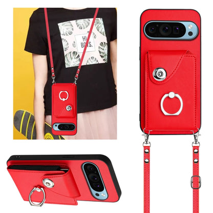 For Google Pixel 9 Pro XL Organ Card Bag Ring Holder Phone Case with Long Lanyard(Red) - Google Cases by PMC Jewellery | Online Shopping South Africa | PMC Jewellery | Buy Now Pay Later Mobicred