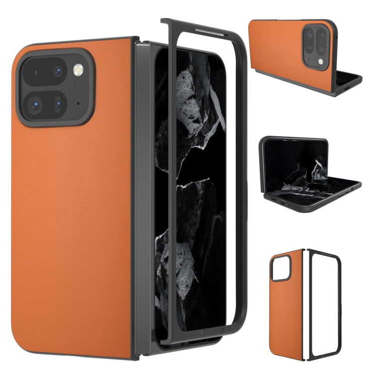 For Google Pixel 9 Pro Fold PU Leather Black Frame Full Coverage Phone Case(Orange) - Google Cases by PMC Jewellery | Online Shopping South Africa | PMC Jewellery | Buy Now Pay Later Mobicred