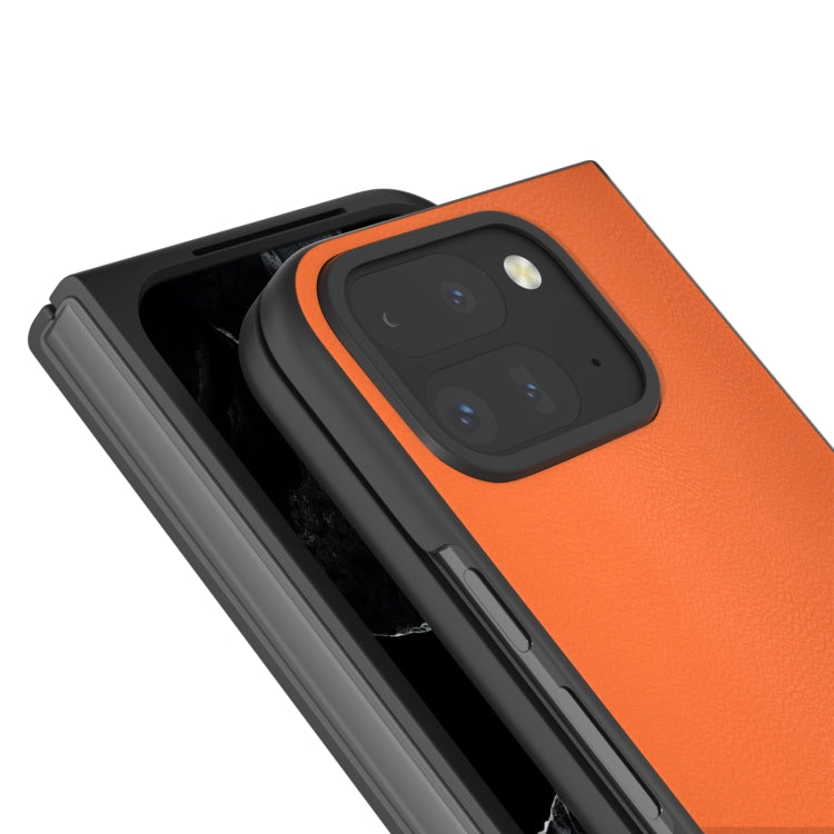 For Google Pixel 9 Pro Fold PU Leather Black Frame Full Coverage Phone Case(Orange) - Google Cases by PMC Jewellery | Online Shopping South Africa | PMC Jewellery | Buy Now Pay Later Mobicred