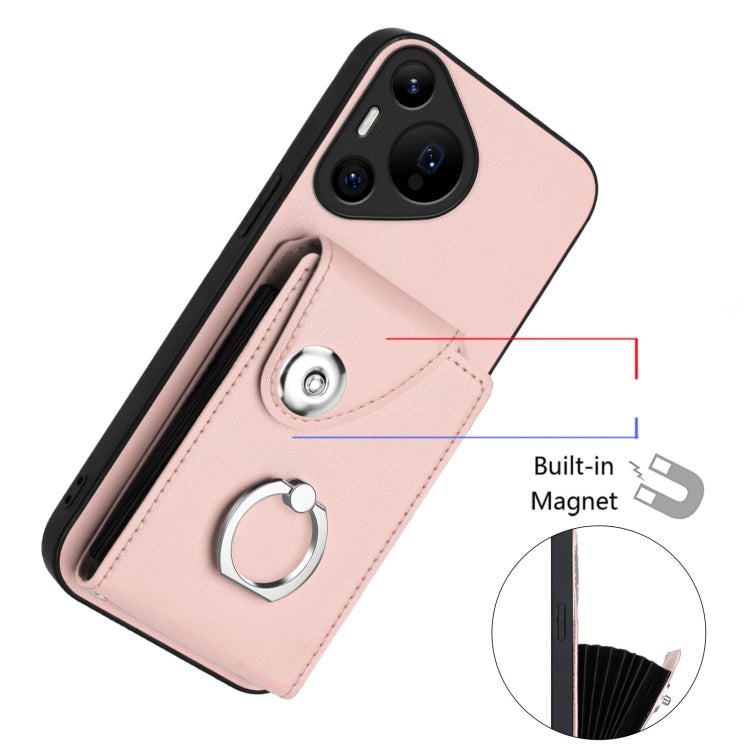 For Huawei Pura 70 Pro / 70 Pro+ Organ Card Bag Ring Holder Phone Case with Long Lanyard(Pink) - Huawei Cases by PMC Jewellery | Online Shopping South Africa | PMC Jewellery | Buy Now Pay Later Mobicred