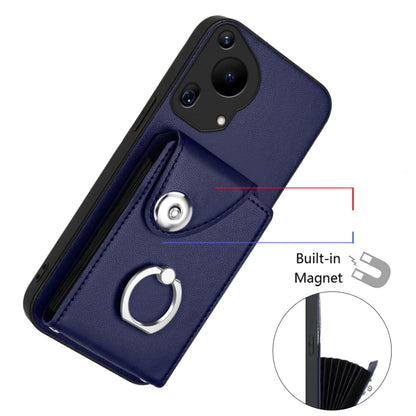 For Huawei Pura 70 Ultra Organ Card Bag Ring Holder Phone Case with Long Lanyard(Blue) - Huawei Cases by PMC Jewellery | Online Shopping South Africa | PMC Jewellery | Buy Now Pay Later Mobicred