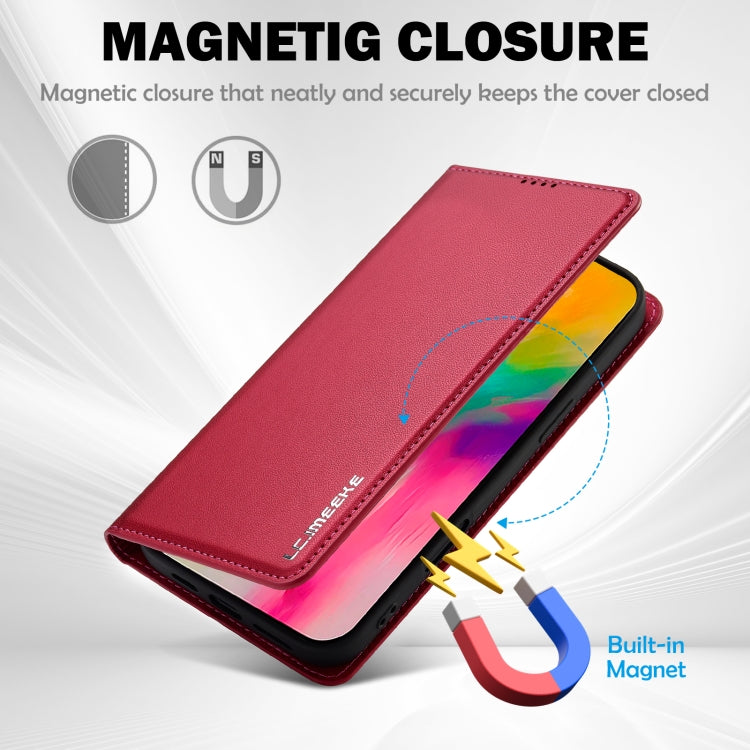 For iPhone 16 Pro LC.IMEEKE L1 Series Frosted Fine Texture PU Phone Case(Red) - iPhone 16 Pro Cases by LC.IMEEKE | Online Shopping South Africa | PMC Jewellery | Buy Now Pay Later Mobicred