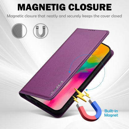 For iPhone 16 LC.IMEEKE L1 Series Frosted Fine Texture PU Phone Case(Purple) - iPhone 16 Cases by LC.IMEEKE | Online Shopping South Africa | PMC Jewellery | Buy Now Pay Later Mobicred