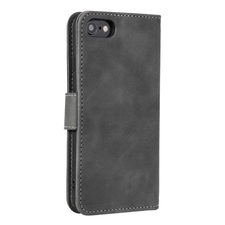 For iPhone 16e Nail Skin Feel Stitching Calf Texture Leather Phone Case(Grey) - iPhone 16e Cases by PMC TechLife | Online Shopping South Africa | PMC TechLife | Buy Now Pay Later Mobicred