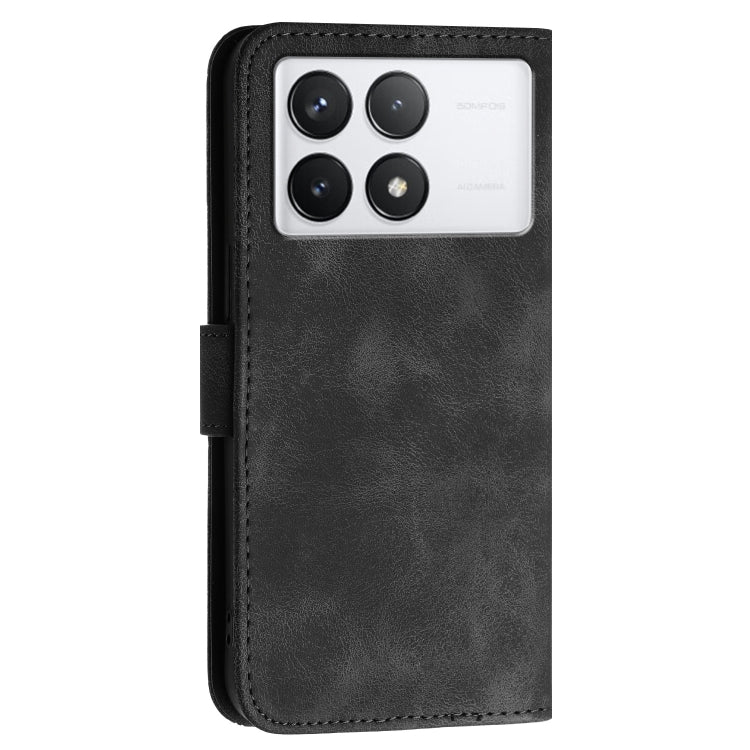 For Redmi K70 YX0080 Grid Butterfly Embossed Pattern Flip Leather Phone Case with Lanyard(Black) - K70 Cases by PMC Jewellery | Online Shopping South Africa | PMC Jewellery | Buy Now Pay Later Mobicred