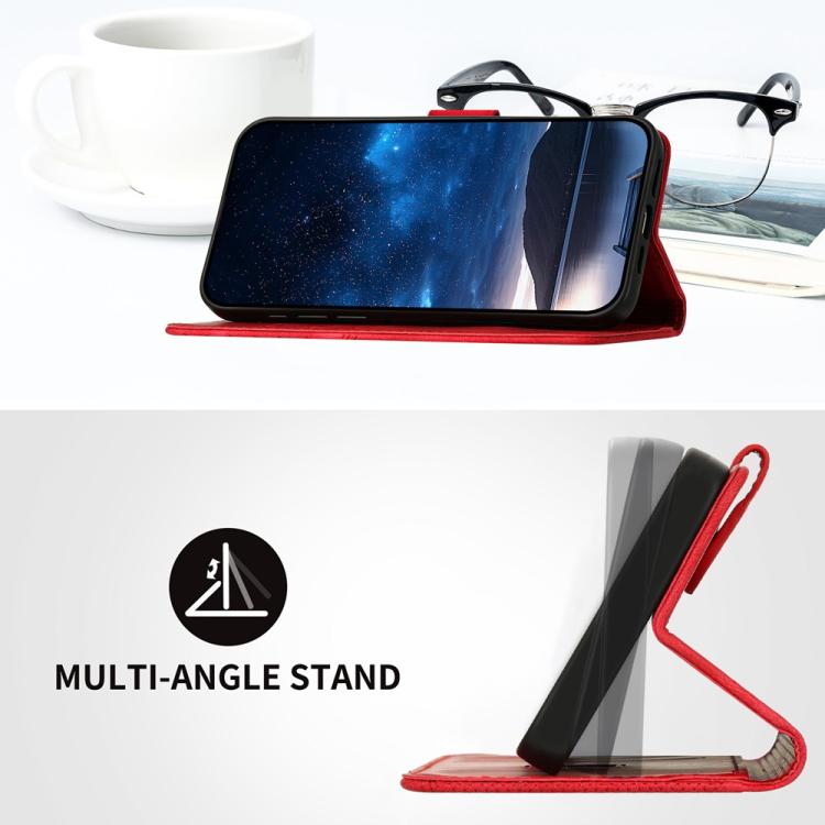 For iPhone 17 Air YX0080 Grid Butterfly Embossed Pattern Flip Leather Phone Case with Lanyard(Red) - free shipping - PMc TechLife - Order now!